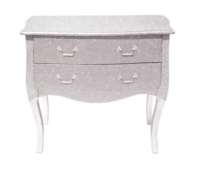 Glitter 3 draw Large chest of draws in silver 