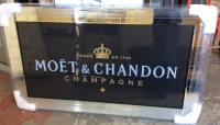 ** Moet Champagne Black and Gold Glitter Art in a Mirrored Frame ** 114cm x 65cm