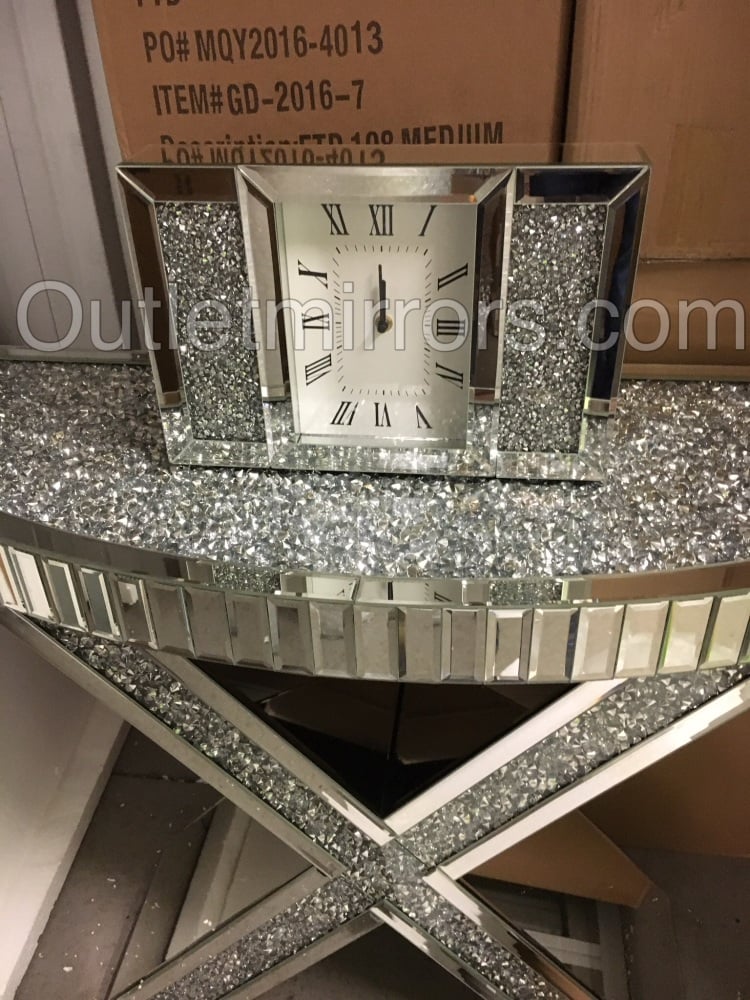* New Diamond Crush Sparkle Crystal Mirrored Mantle Clock