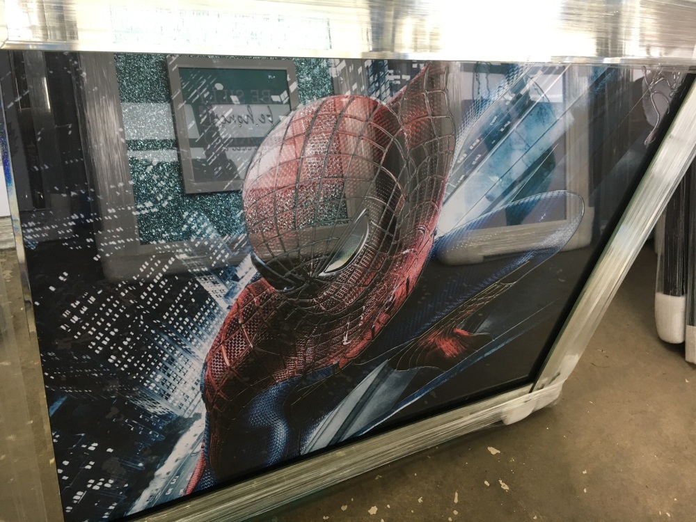  Sparkle Glitter Spiderman wall art  in a Mirrored frame