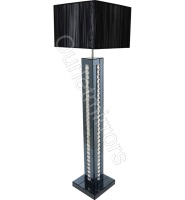 Crystal border Smoked Mirrored Floor Lamp with Black  shade 