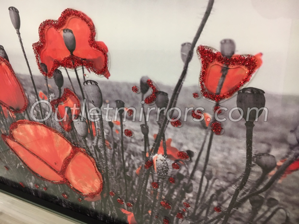Mirror framed art print "Poppy Field" 