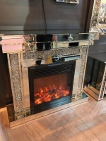*Diamond Crush Sparkle Mirrored fire surround with electric fire 