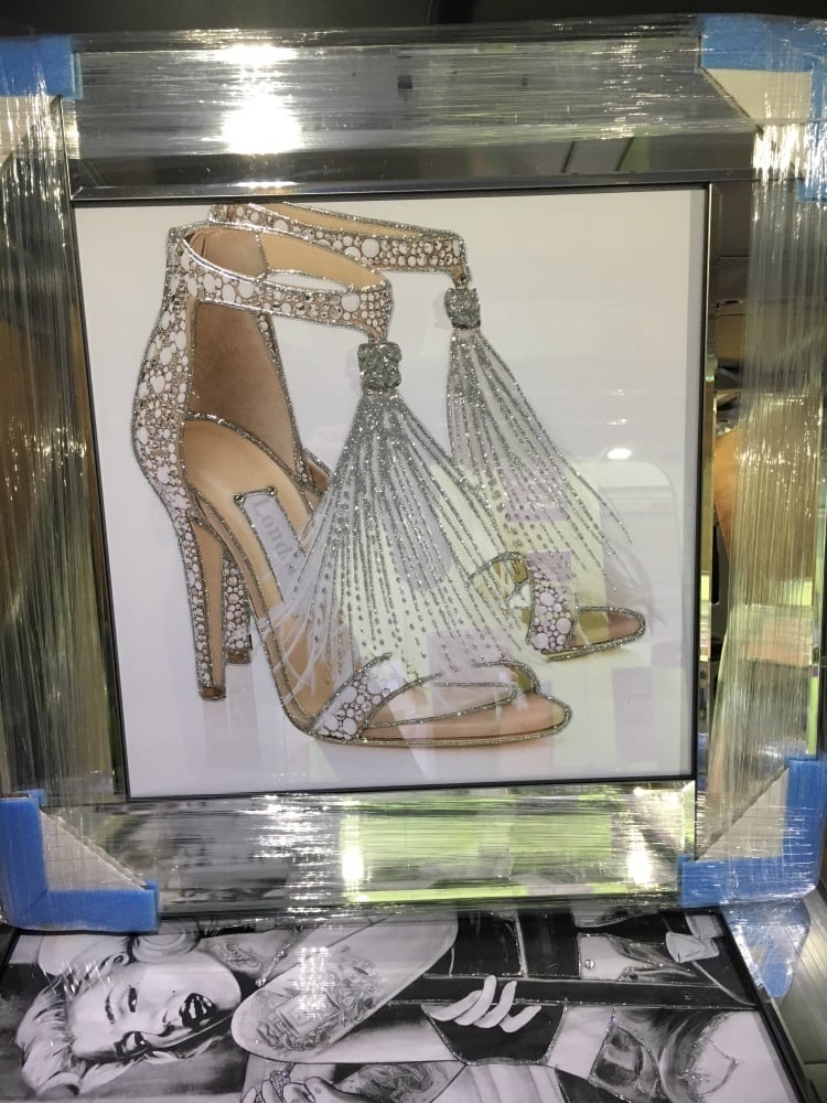 "Glitter Sparkle Shoes" in a mirror  frame 