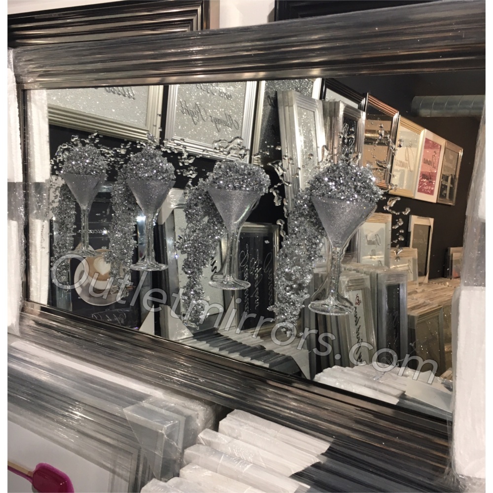 Jake Johnson 3d Martini Cups Wall Art On A Silver Mirror With