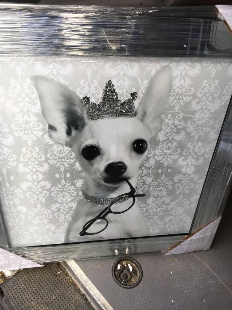 Mirror framed Sparkle Glitter Art "Chihuahua Dog"