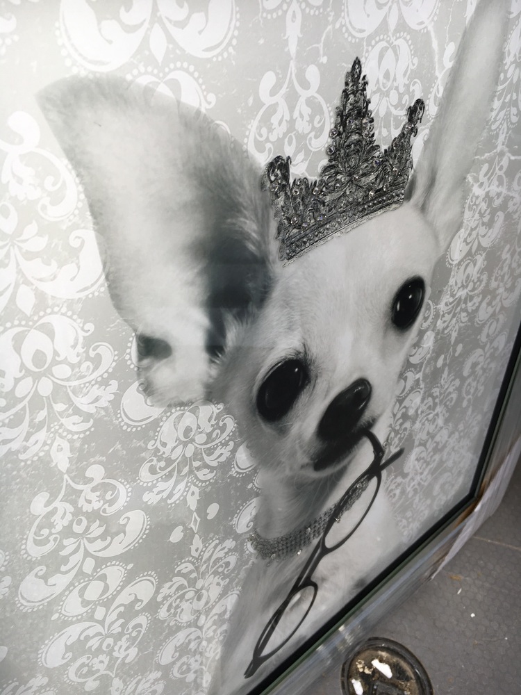 Mirror framed Sparkle Glitter Art "Chihuahua Dog"