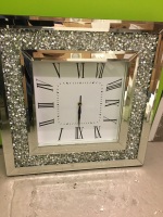 * New Diamond Crush Sparkle large crystal Mirrored Clock 50cm x 50cm In stock 