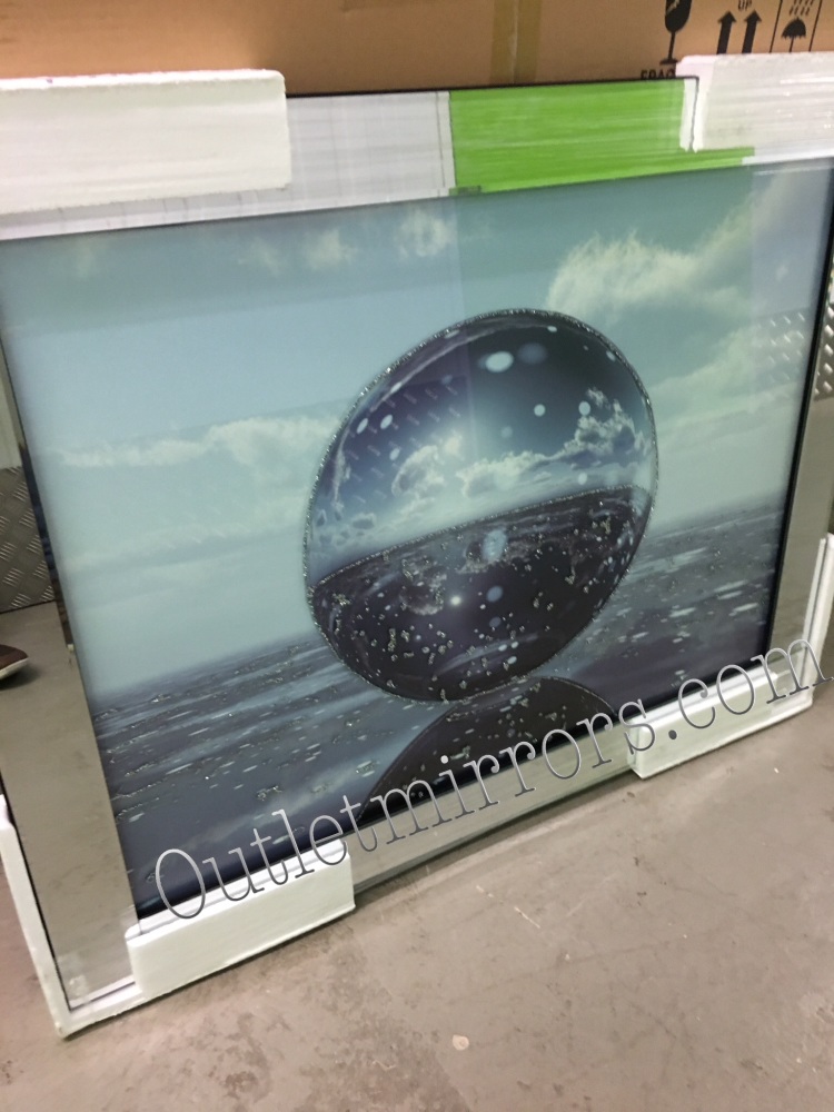 Mirror framed art print "Glitter Sphere" 95cm x 75cm 