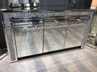 *Diamond Crush Sparkle Crystal Mirrored 3 draw 3 Door Sideboard with crystal handles  