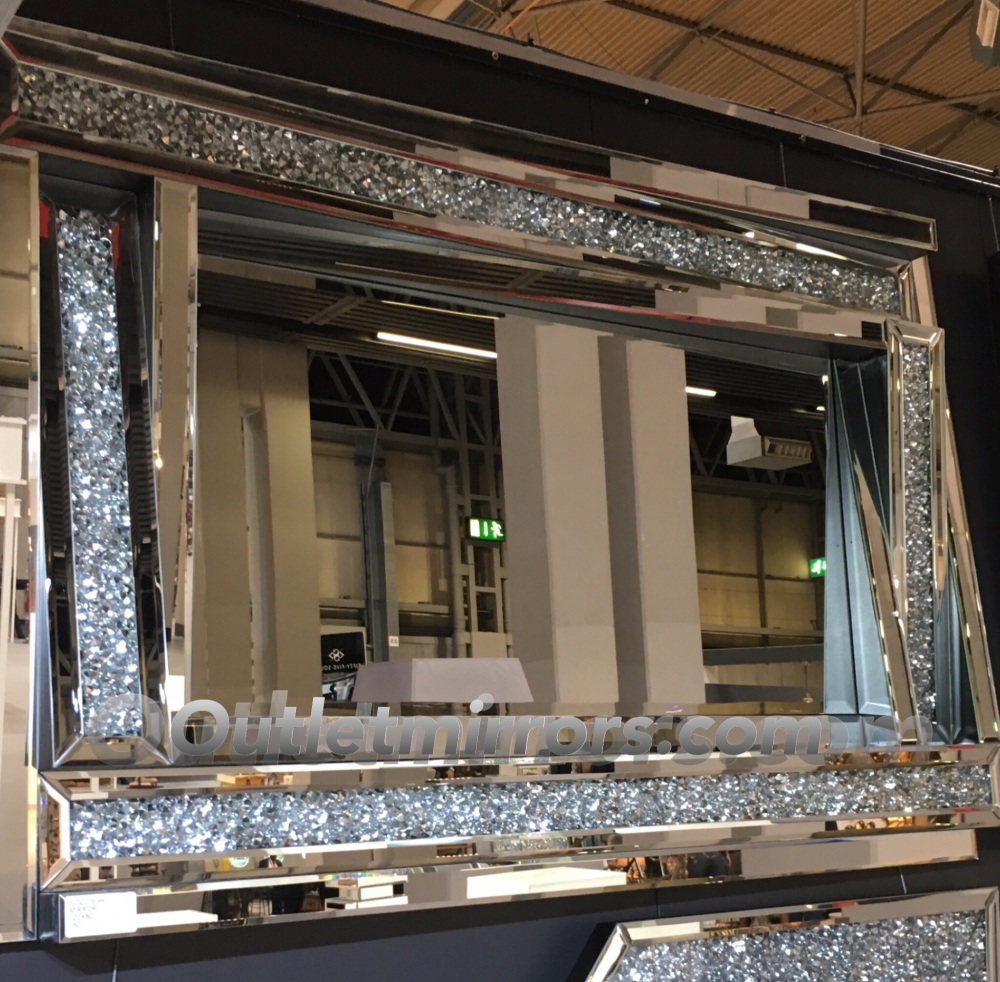 * New Diamond Crush Sparkle 3d twist frame Wall Mirror 120cm x 80cm in