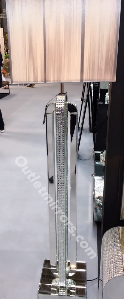 Mosaic Crystal Silver Rounded Floor Lamp