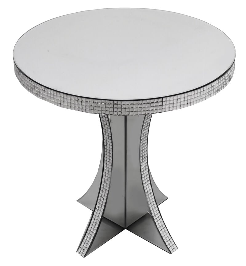 Mosaic Crystal Silver Round Lamp Table
