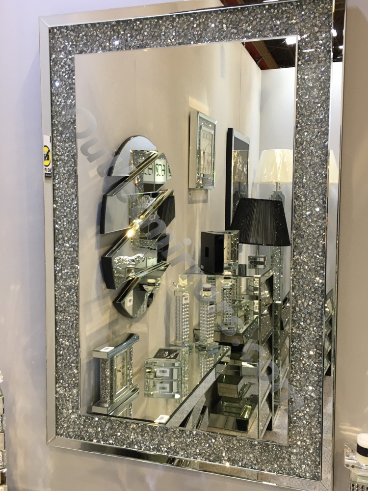 * New Diamond Crush Sparkle Wall Mirror 120cm x 80cm instock for fast deliv