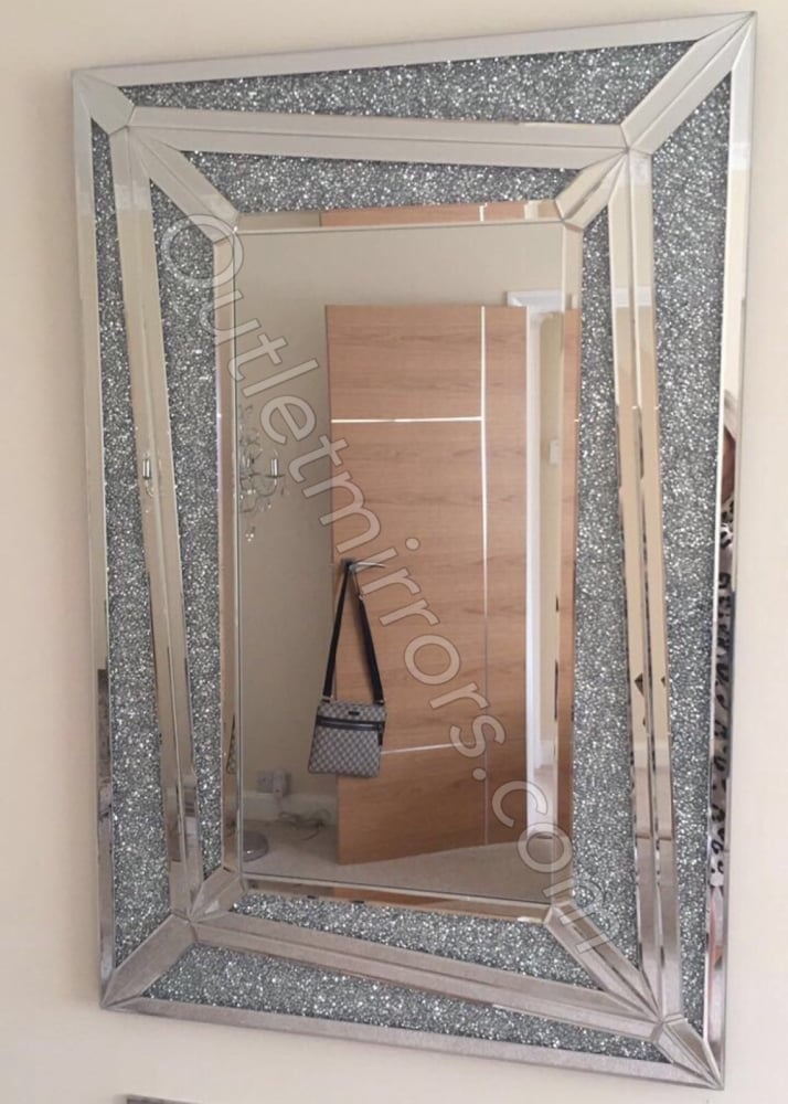 * New Diamond Crush Sparkle Marissa Wall Mirror 120cm x 80cm item instock