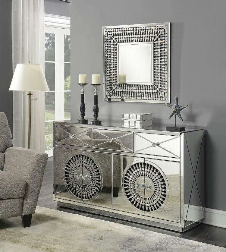 Crystal Mirrored 2 Draw Large Sideboard
