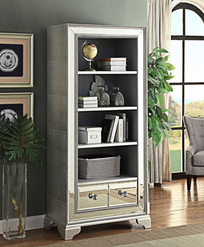 Sofia Mirrored Large Bookcase with 2 door storage 