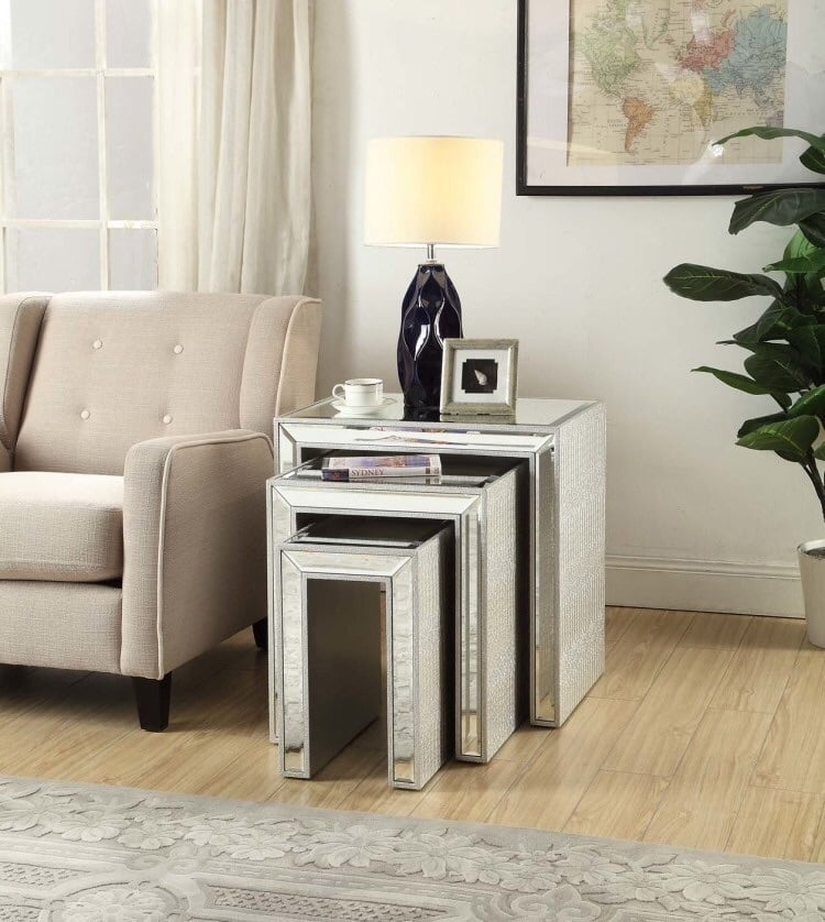 Sofia Mirrored Nest of 3 Tables