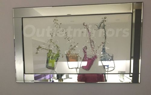Mirror framed art print Colourful Cocktail Tumblers 100cm x 60cm