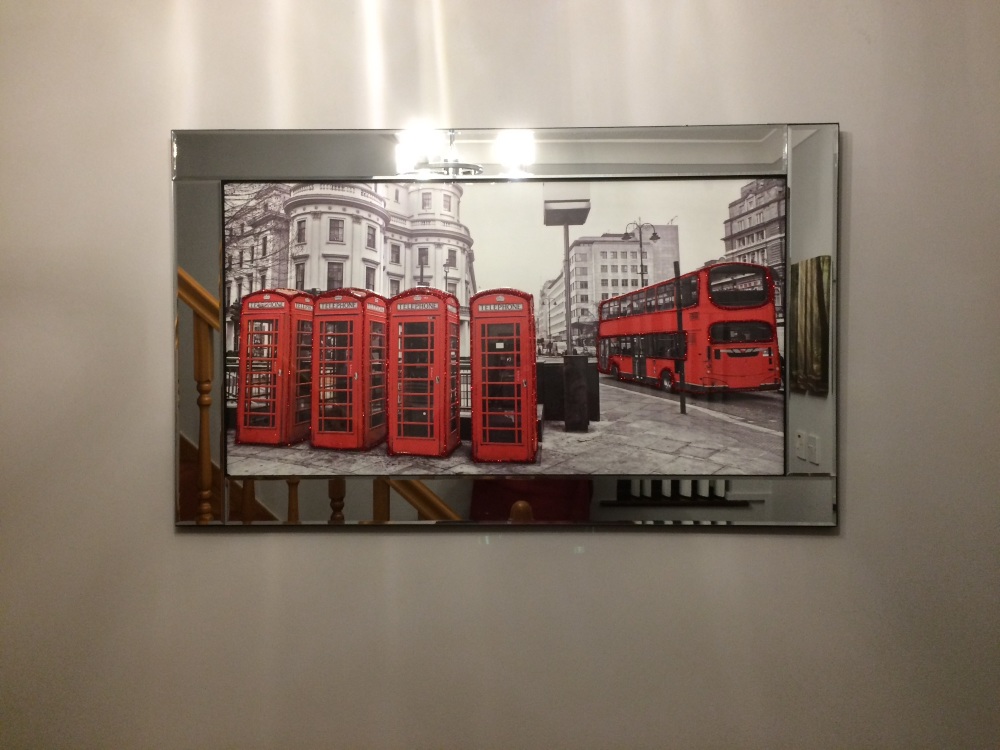 Mirror framed art print "Londons Old Red Telephone boxes"