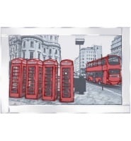 Mirror framed art print "Londons Old Red Telephone boxes"