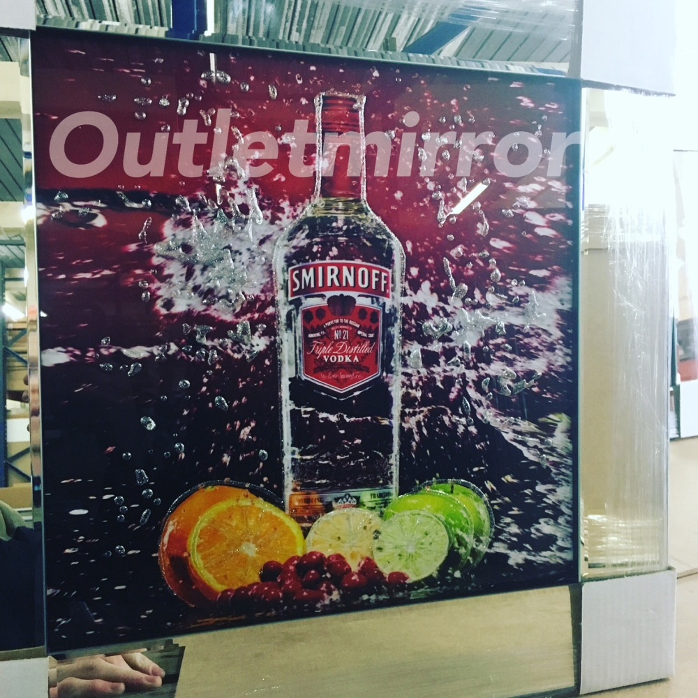 ** Smirnoff Vodka Glitter Art Mirrored Frame ** 55cm x 55cm