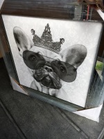 Mirror framed Sparkle Glitter Art "French Bulldog with sunglasses"