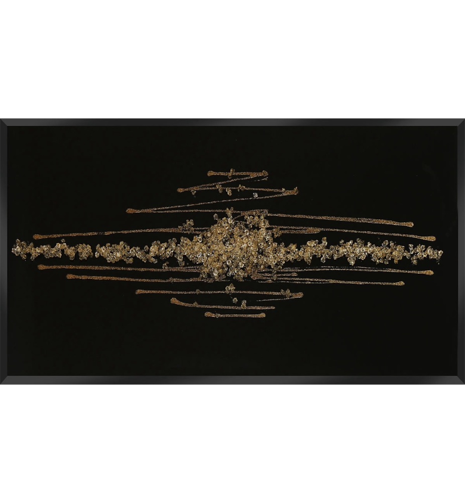 Cluster Explosion in Gold on a Black Bevelled Mirror 120cm x 60cm