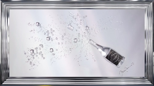 Jake Johnson 3d Champagne Wall Art On A Silver Mirror Backing