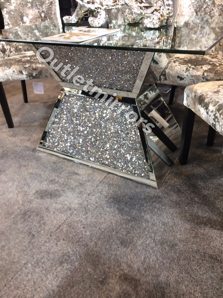 * Diamond Crush Sparkle Mirrored  Dining Table "Prism" 120cm medium in stock