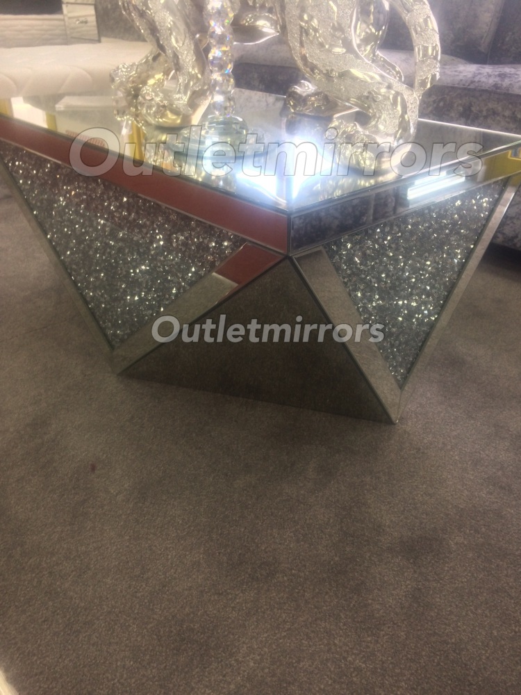 * New Diamond Crush Sparkle Crystal Mirrored rectangular Coffee Table