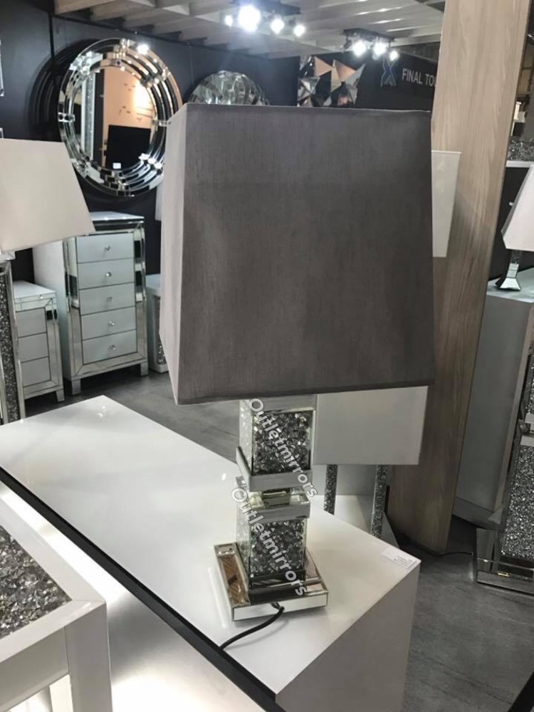 *Diamond Crush Crystal Sparkle Verona Mirrored Lamp with shade
