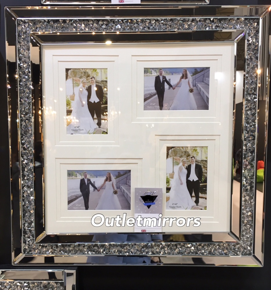 Diamond Crush Crystal Mirrored Photo Frame 55cm x 55cm