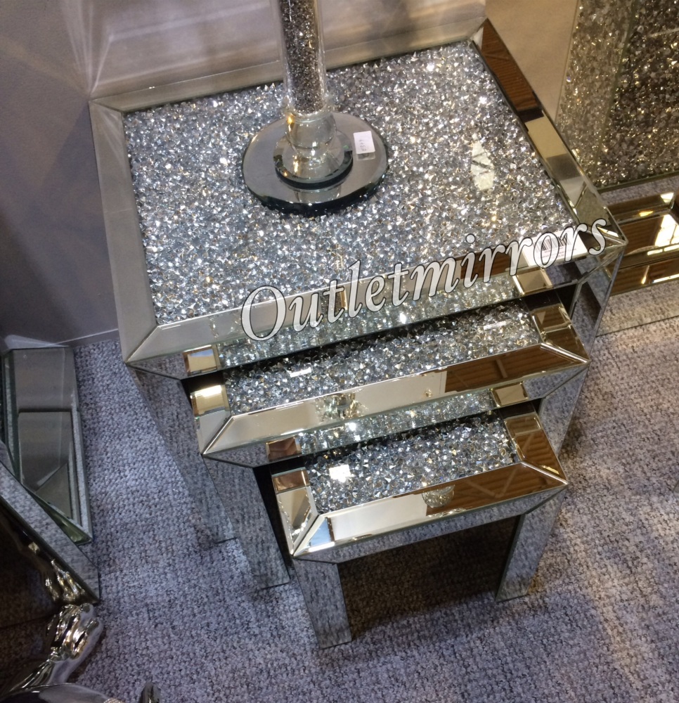 * Diamond Crush Crystal large Nest of 3 Tables item in stock 