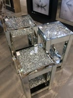* Diamond Crush Sparkle Crystal Mirrored Lamp Table Medium