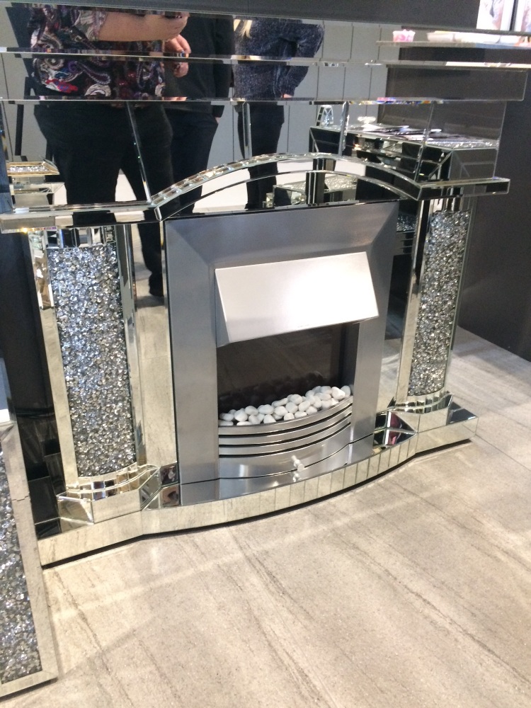 Stunning Silver Crush Sparkle Mirrored Fire Place With Electric Diamond Crush Sparkle Mirrored Emperor Fire Place With Electric