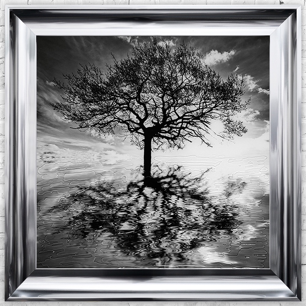 Mirror framed art print "Glitter Sparkle Reflections Tree" Choice of frame colours
