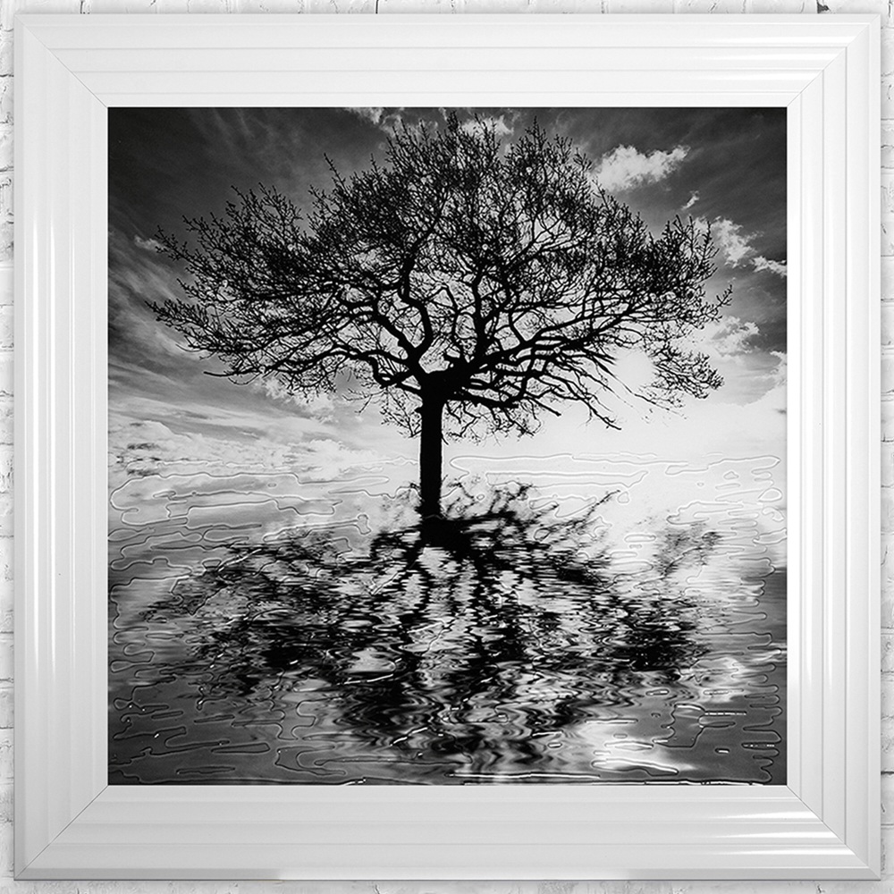 Mirror framed art print "Glitter Sparkle Reflections Tree" Choice of frame colours