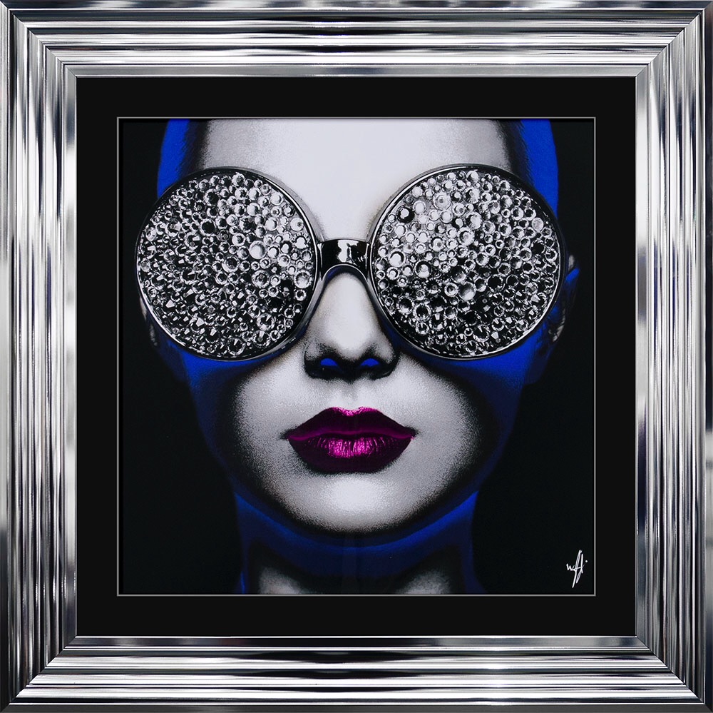 Media Art louis Vuitton multi colour Lips Diamond Crush Framed sparkle Art  60cm x 60cm