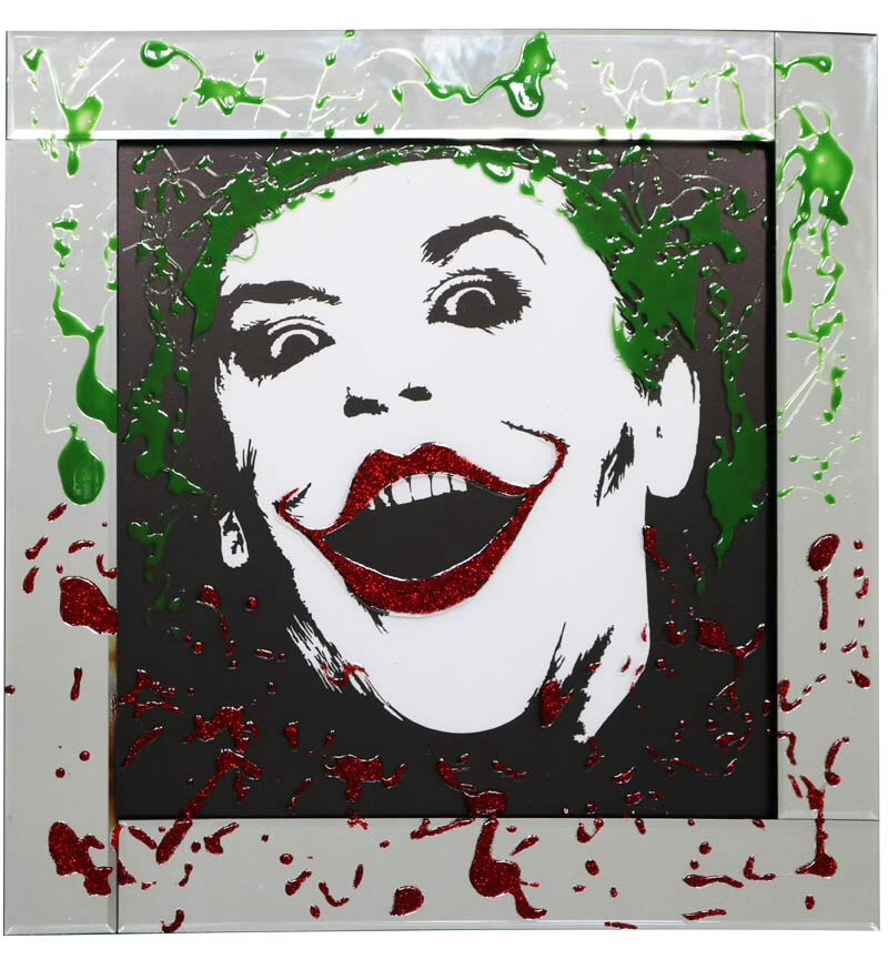 Mirror framed Liquid art Colourful Joker 60cm x 60cm