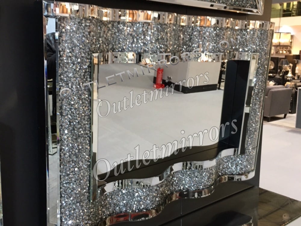 * New Diamond Crush Sparkle Wave Wall Mirror 120cm x 80cm item in stock