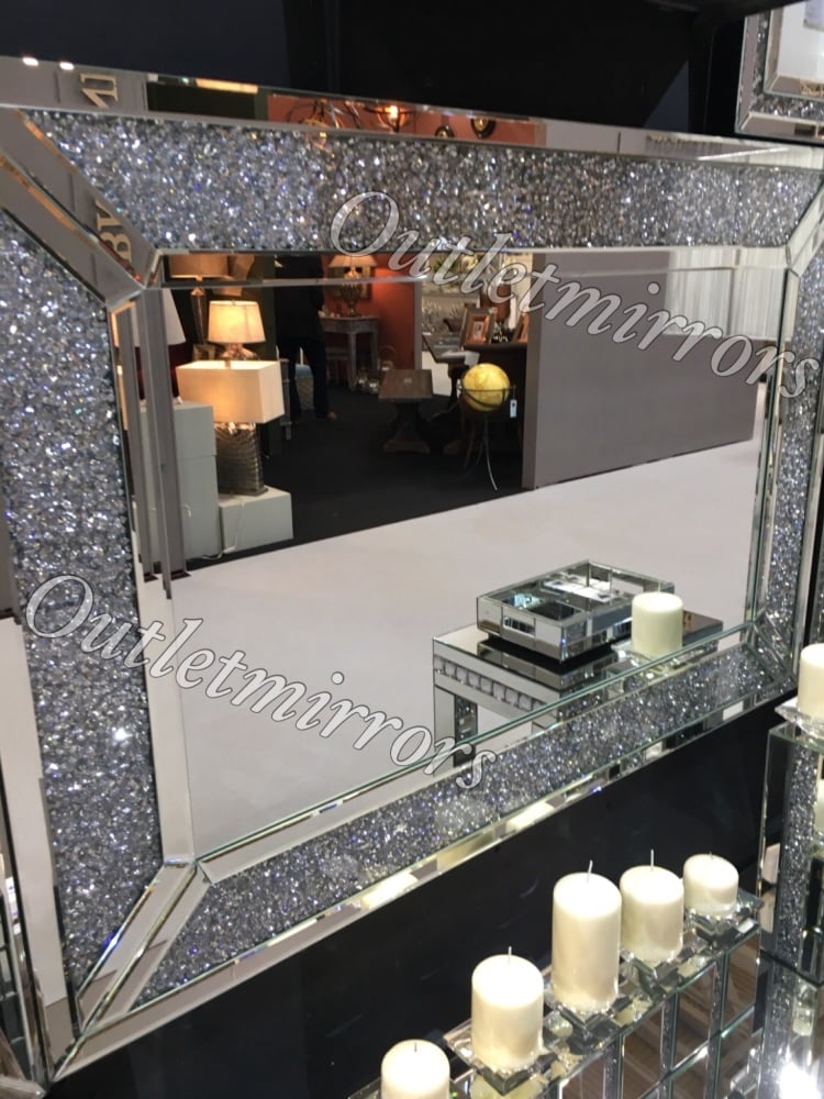Diamond Crush Sparkle Alexa Wall Mirror 120cm x 80cm In stock for fast deli