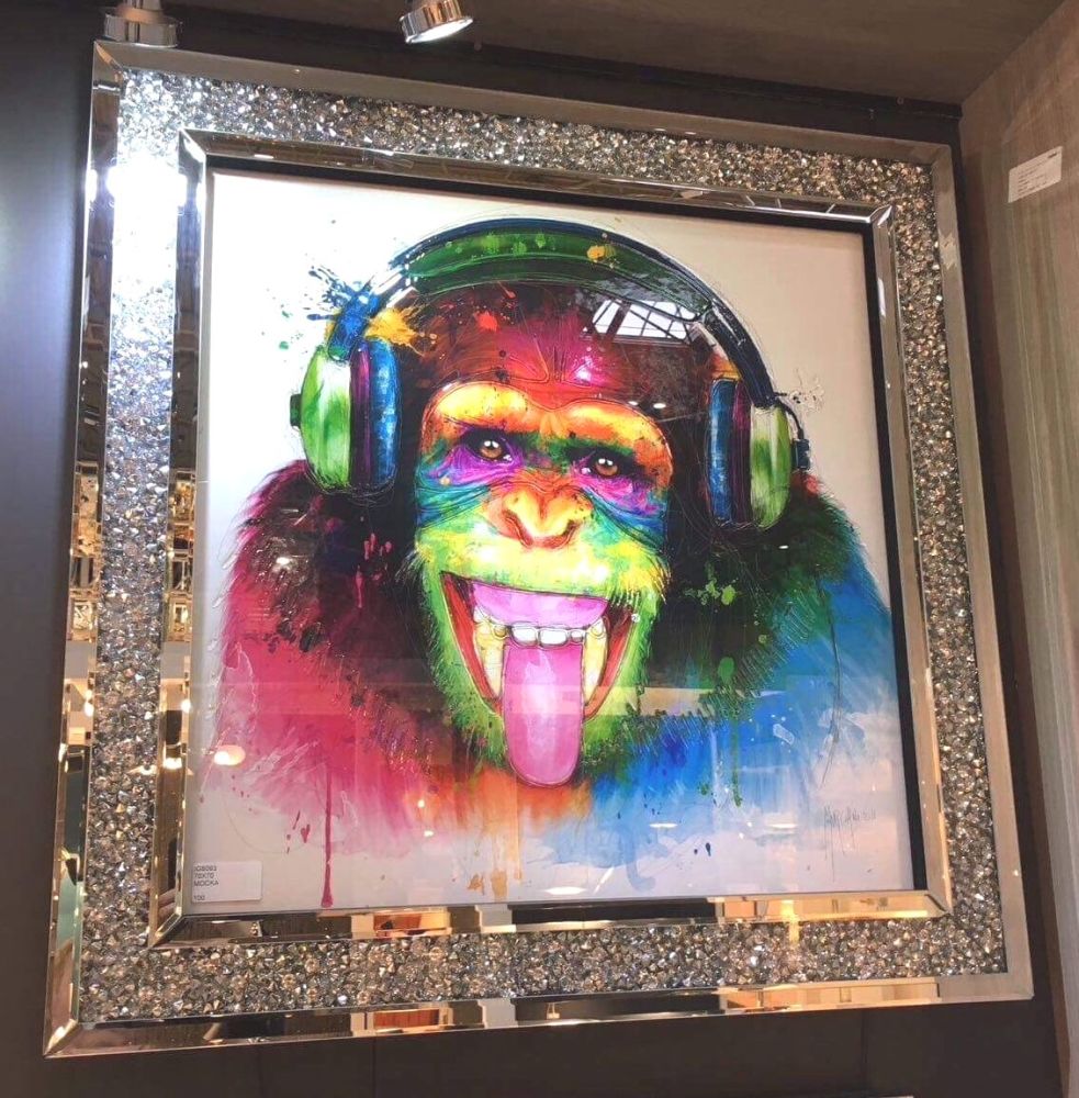 Patrice Murciano Framed "monkey" print in Diamond Crush Frame 90cm x 90cm 