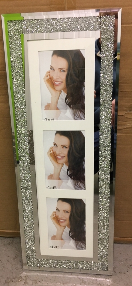 Milano Collage 3 Crush Sparkle Glitter Mirror Photo Frame 4 X 6 Milano Collage 3 Crush Sparkle Glitter Mirror Photo Frame 4 X 6 Portrait