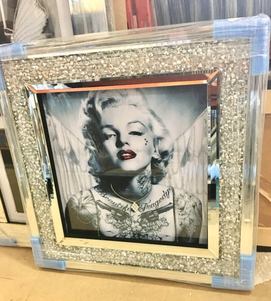"Monroe Tattoo Glamour " Wall Art in a diamond crush frame