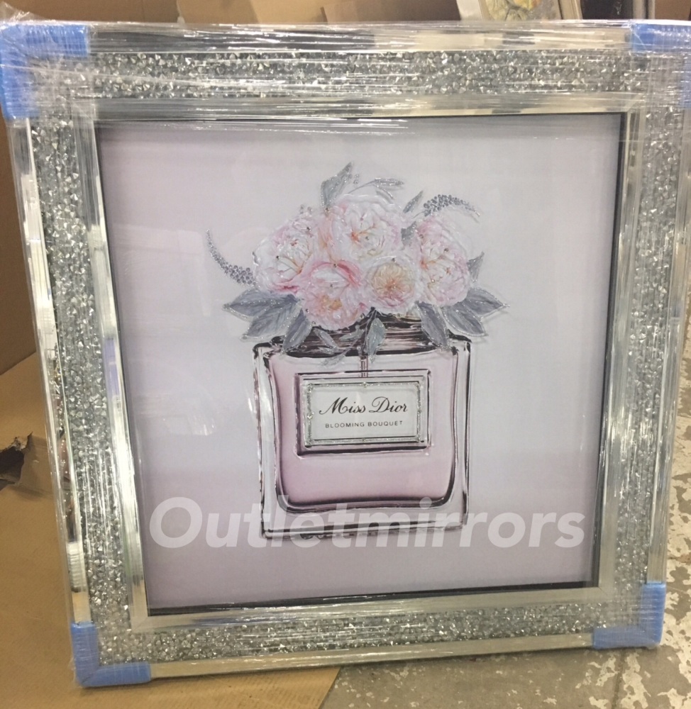 "Miss Dior Blooming Bouquet " Wall Art in a diamond crush frame in stock