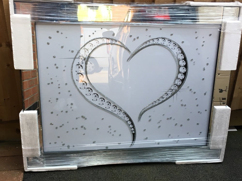 Mirror framed art print " Sparkle Love Heart" 95cm x 75cm