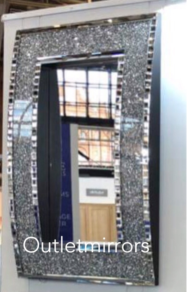 Diamond Crush Sparkle Out curve Wall Mirror 120cm x 80cm  item in stock