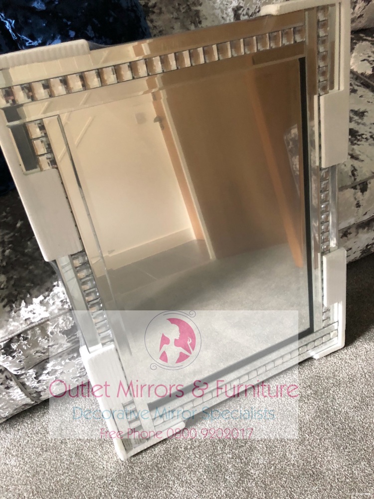 Frameless Bevelled Crystal Border Silver Mirror 80cm x 60cm