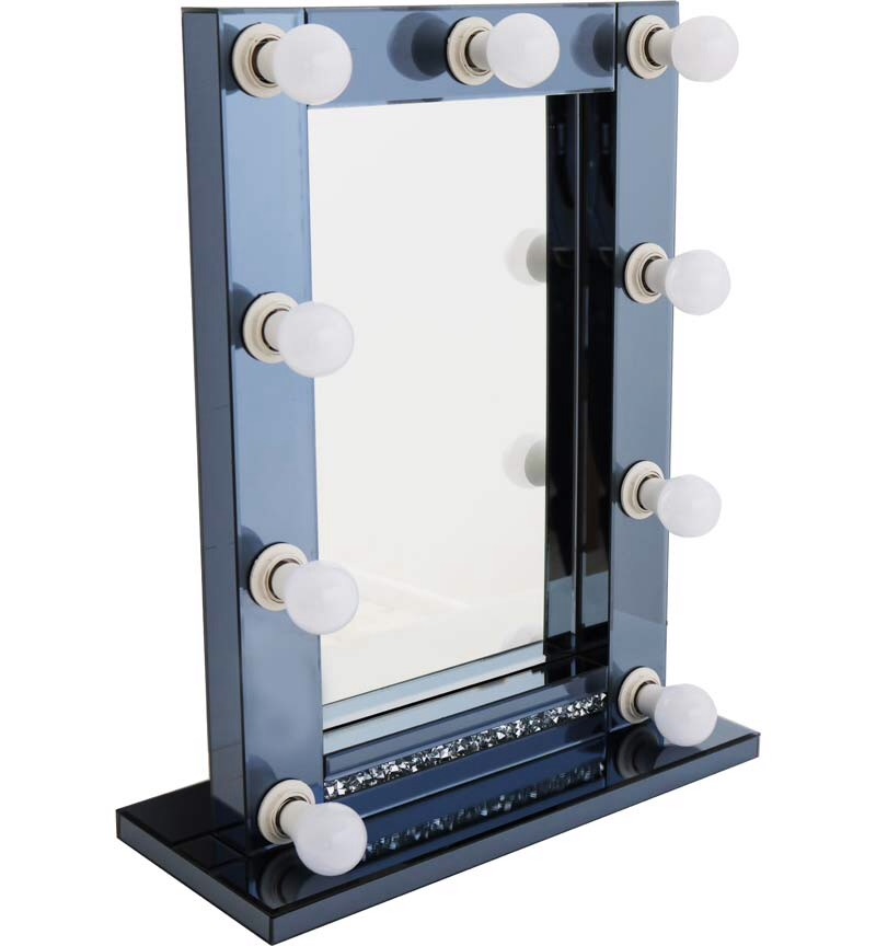 Diamond Crush Smoked Grey  Free standing Hollywood Mirror 80cm x 60cm 